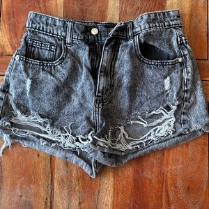 Nasty Gal Distressed Gray Denim Women Shorts